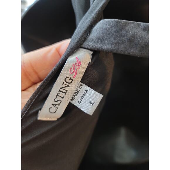 Casting Girl Dress Women Large Black Sleeveless High Low Sheer Evening Formal - Picture 8 of 13